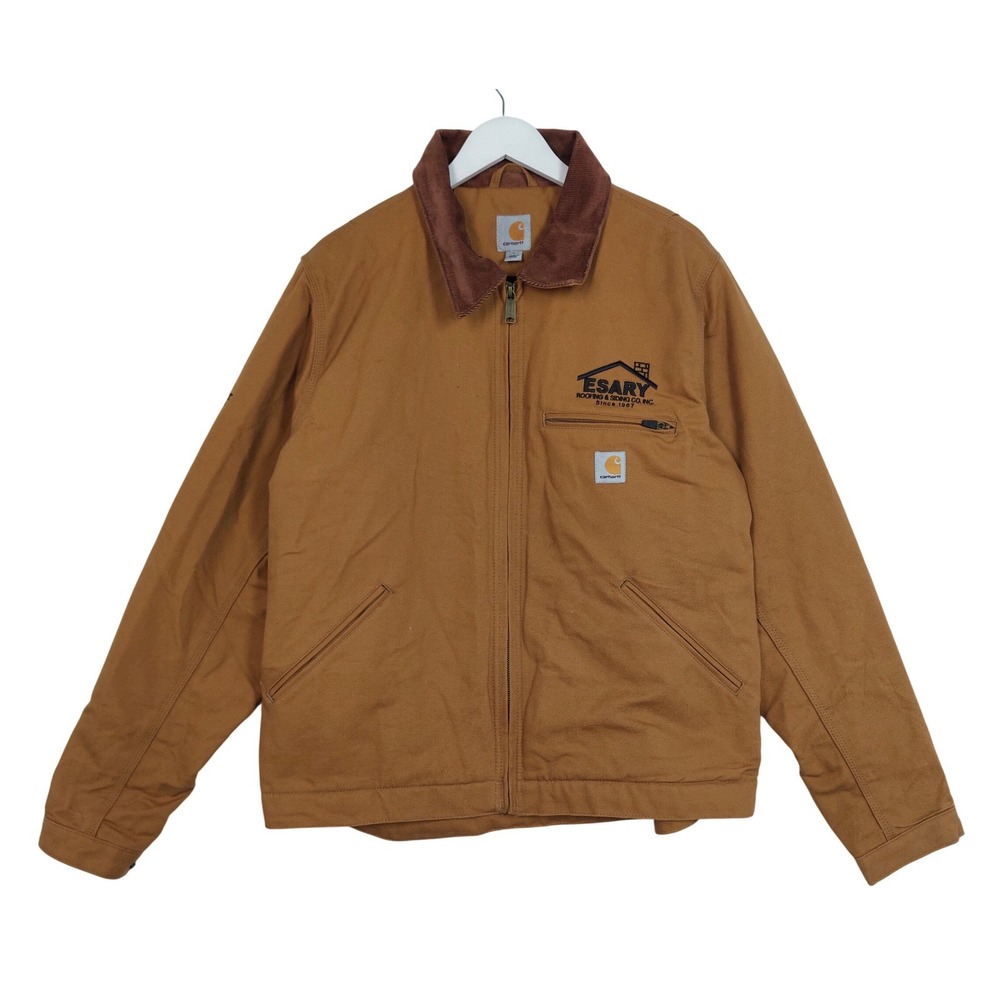 Carhartt Detroit Jacket Mens Large Brown Duck Canvas Blanket Lined Work Coat